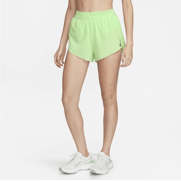 NIKE Aero Swift Women’s Dri Fit ADV Mid Rise Running Shorts Green Size XL NEW - Picture 1 of 9
